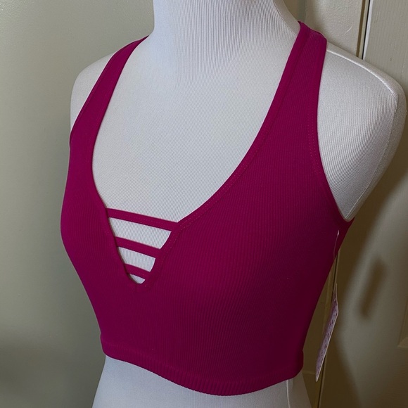 New Free People Strapped in Brami Intimately FP Strapped Crop Top Atlas Fuchsia - Picture 3 of 4